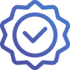 Cybersecurity certification badge with check mark for PeakCyber services.