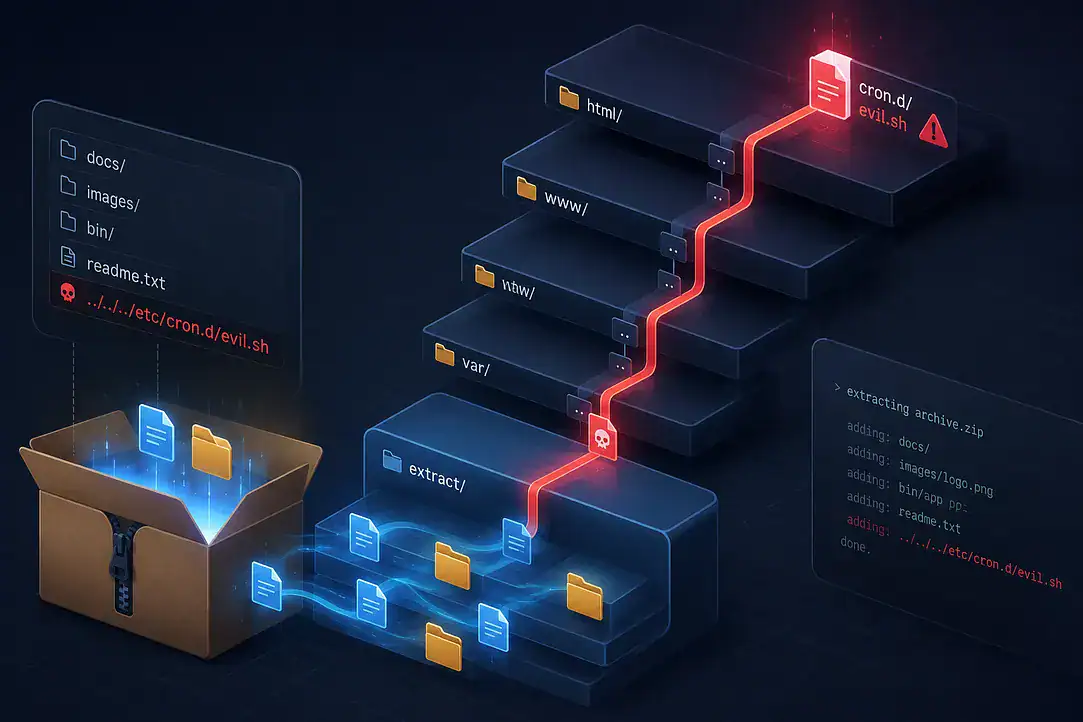 Zip Slip Vulnerability Explained: Path Traversal 1 Zip Slip attack: archive entry with ../ path escaping the extraction directory